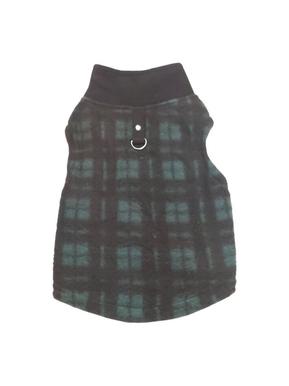 Born To Be Loved Green/Black Buffalo Plaid Pullover Dog Shirt W/D-Ring - M